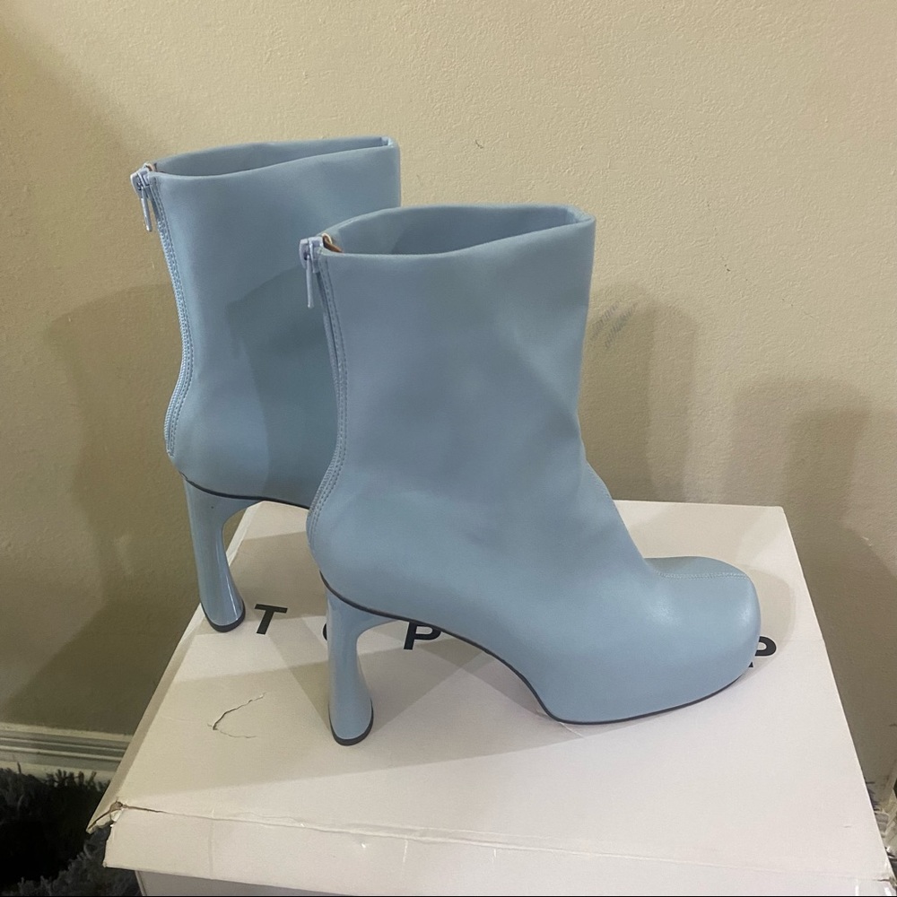 Topshop Harri Platform High Heeled sock Party Blogger Women Boots in Sky boots - Picture 8 of 11